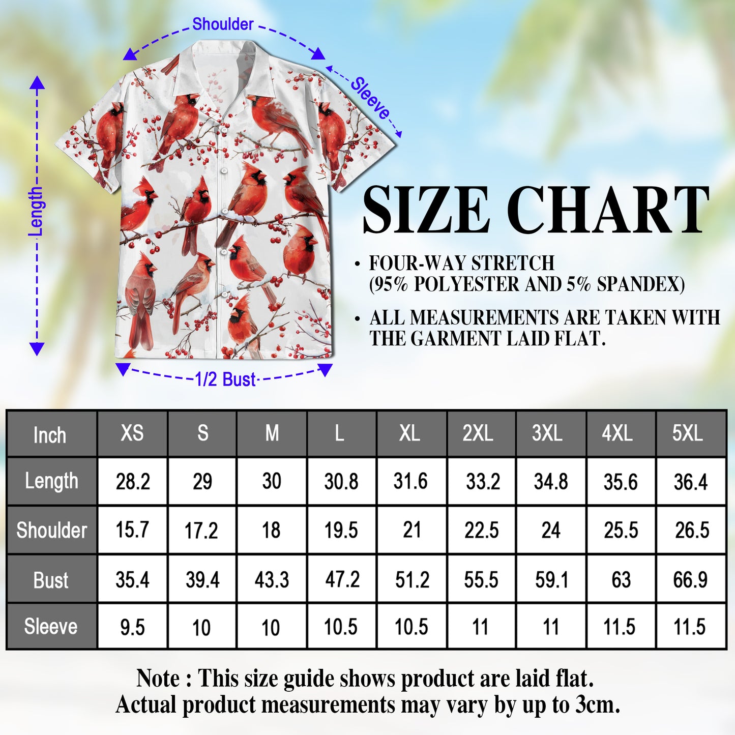 Netecom Snow Cardinal Hawaiian Shirt for Men, Bird Lover Gifts, Animal Button Down Summer Beach Short Sleeve Shirts