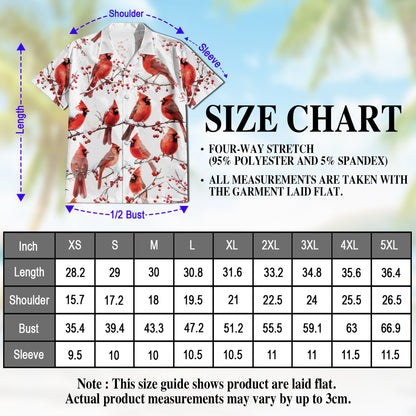 Netecom Snow Cardinal Hawaiian Shirt for Men, Bird Lover Gifts, Animal Button Down Summer Beach Short Sleeve Shirts