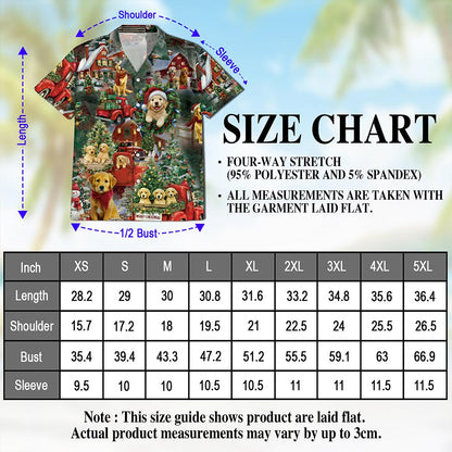 Netecom Golden Retriever Christmas Hawaiian Shirt for Men, Festive Dog Holiday Print Button Down Summer Beach Shirt, S-5XL