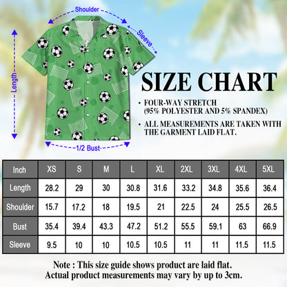 Netecom Soccer Ball Print Hawaiian Shirt for Men, Soccer Player Gifts, Sports Button Down Summer Beach Shirts