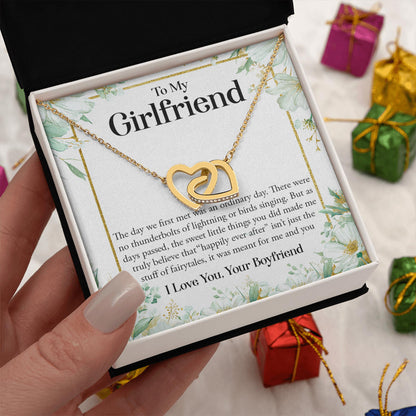 Netecom Personalized To My Girlfriend Necklace from Boyfriend, Interlocking Heart Jewelry with Romantic Card, Birthday, Anniversary, Christmas Gift