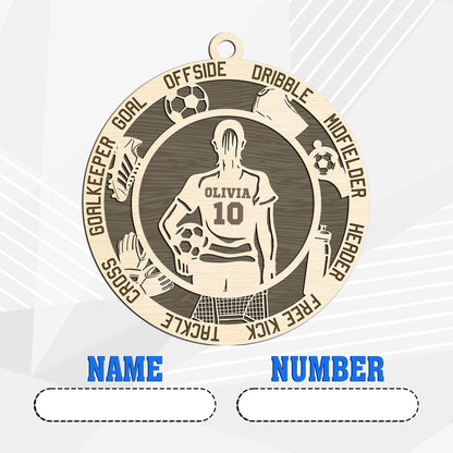 Netecom Personalized Soccer Ornament – Custom Wooden Ornament for Players & Fans – Soccer Terms & Christmas Gift