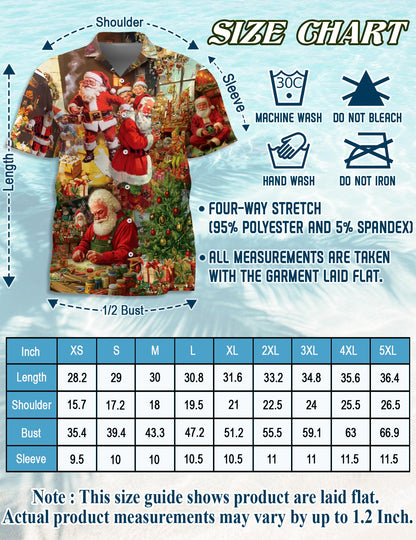 Netecom Vintage Santa Claus Christmas Hawaiian Shirt for Men, Festive Holiday Print Button Down Short Sleeve Shirt, S-5XL