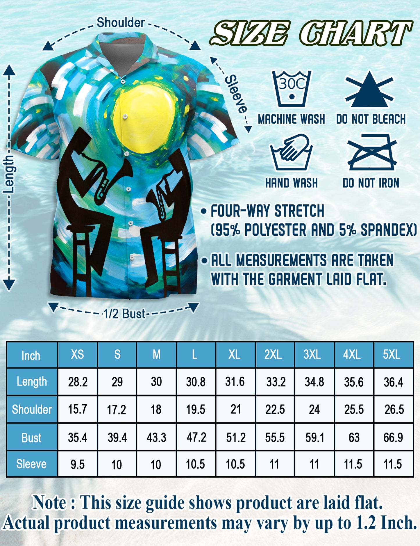 Netecom Vintage Trumpet Pattern Hawaiian Shirt for Men, Musical Instruments Button Down Summer Beach Short Sleeve Shirt