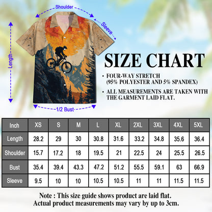 Netecom Vintage Mountain Biking Hawaiian Shirt for Men, Biker Gifts, Cycling Button Down Summer Beach Shirts