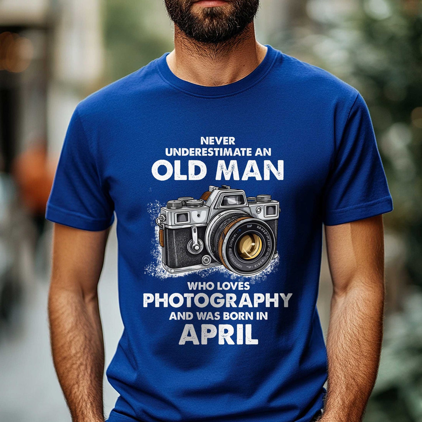 Netecom Never Underestimate an Old Man Who Loves Photography T-Shirt, Funny Birthday Shirt for Men, Perfect Gift for April Birthday