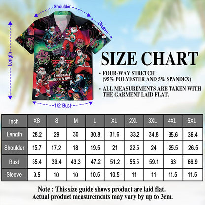 Netecom Santa Claus Rock Guitar Christmas Hawaiian Shirt for Men, Retro Music Holiday Button Down Summer Beach Shirt, S-5XL