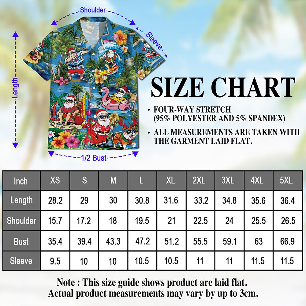 Netecom Christmas Santa Claus Hawaiian Shirt for Men, Tropical Button Down Summer Beach Short Sleeve Shirts, Size S-5XL