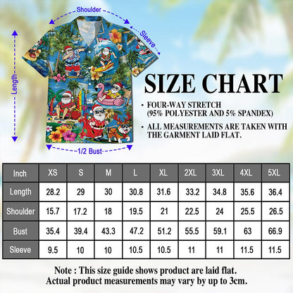 Netecom Christmas Santa Claus Hawaiian Shirt for Men, Tropical Button Down Summer Beach Short Sleeve Shirts, Size S-5XL