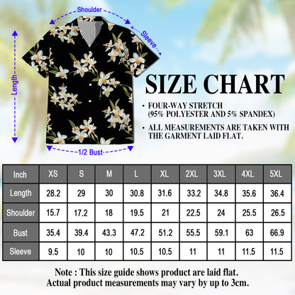 Netecom Orchid Hawaiian Shirt for Men, Floral Lover Gifts, Flower Button Down Summer Beach Shirt