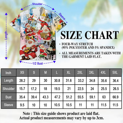 Netecom Musical Santa Claus Christmas Hawaiian Shirt, Funny Holiday Button Down Summer Beach Short Sleeve Shirt, S-5XL