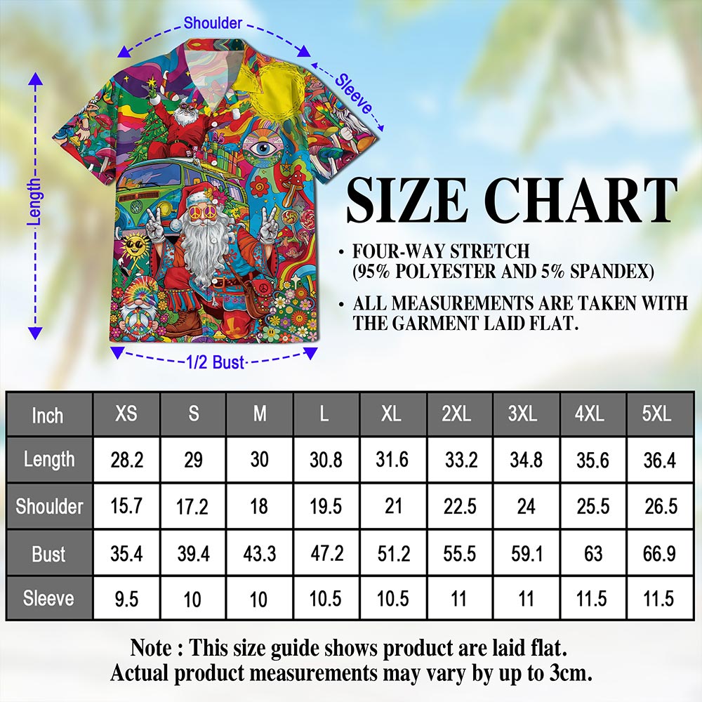 Netecom Hippie Santa Claus Hawaiian Shirt for Men, Funny Christmas Holiday Button Down Summer Beach Short Sleeve Shirts, S-5XL