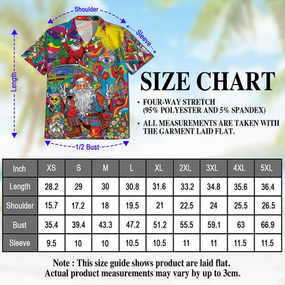 Netecom Hippie Santa Claus Hawaiian Shirt for Men, Funny Christmas Holiday Button Down Summer Beach Short Sleeve Shirts, S-5XL