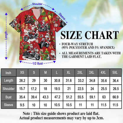 Netecom Santa Claus Riding Motorcycle Christmas Hawaiian Shirt, Funny Holiday Biker Button Down Short Sleeve Shirt, S-5XL