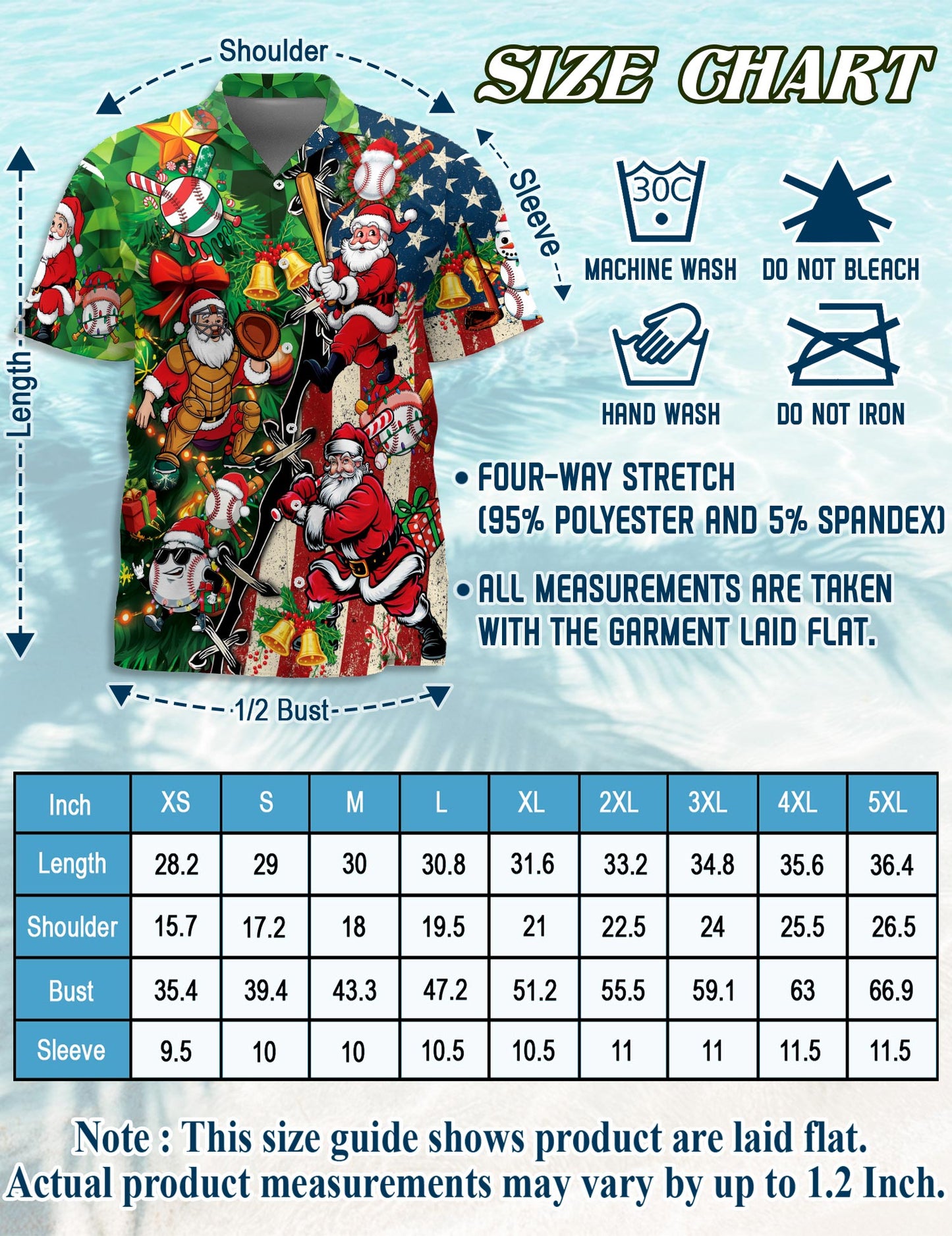Netecom Baseball Santa USA Flag Christmas Hawaiian Shirt for Men, Funny Holiday Sport Button Down Summer Beach Shirt, S-5XL