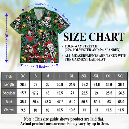 Netecom Skeleton Santa Claus Christmas Hawaiian Shirt for Men, Funny Skull Holiday Button Down Summer Beach Shirt, S-5XL