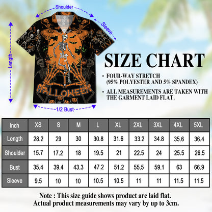 Netecom Dancing Ghost Halloween Hawaiian Shirt for Men, Scary Dancing Skeleton Button Down Summer Beach Shirts