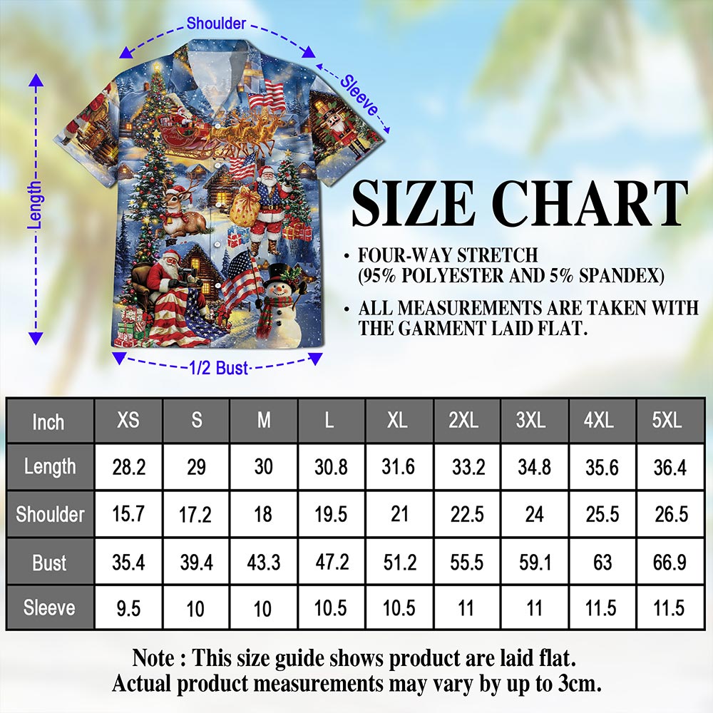 Netecom Patriotic Santa Claus Christmas Hawaiian Shirt for Men, USA Flag Holiday Print Button Down Summer Beach Shirt, S-5XL