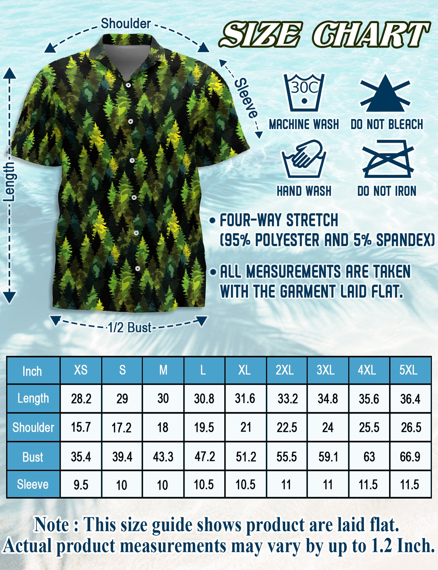 Netecom Camouflage Pine Tree Hawaiian Shirt, Forest Green Woodland Pattern Button Down Short Sleeve Shirt