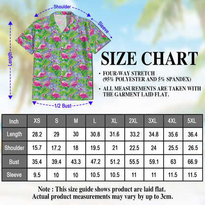Netecom Watercolor Tropical Flamingo Hawaiian Shirt for Men, Pink Bird Summer Button Down Short Sleeve Beach Shirt