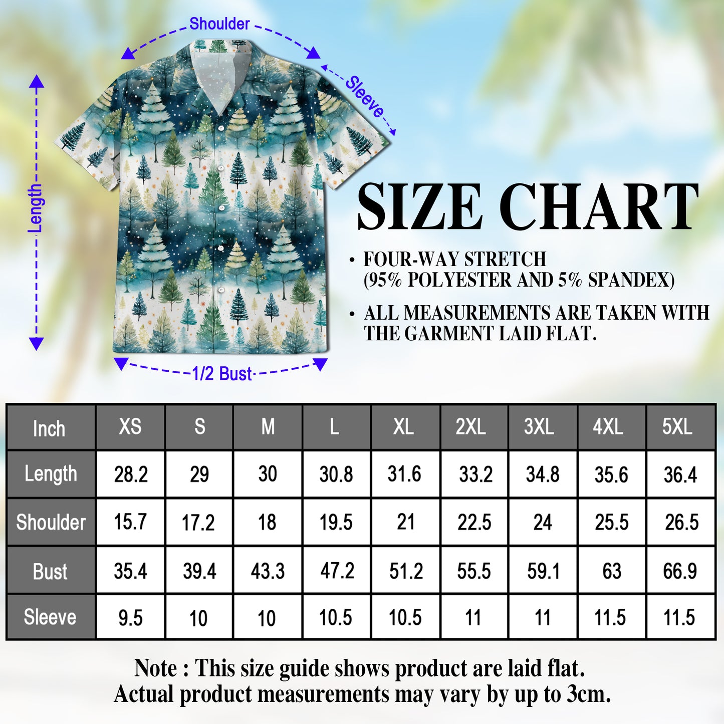Netecom Christmas Tree Hawaiian Shirt for Men, Festive Holiday Pine Forest Button Down Summer Beach Short Sleeve Shirt
