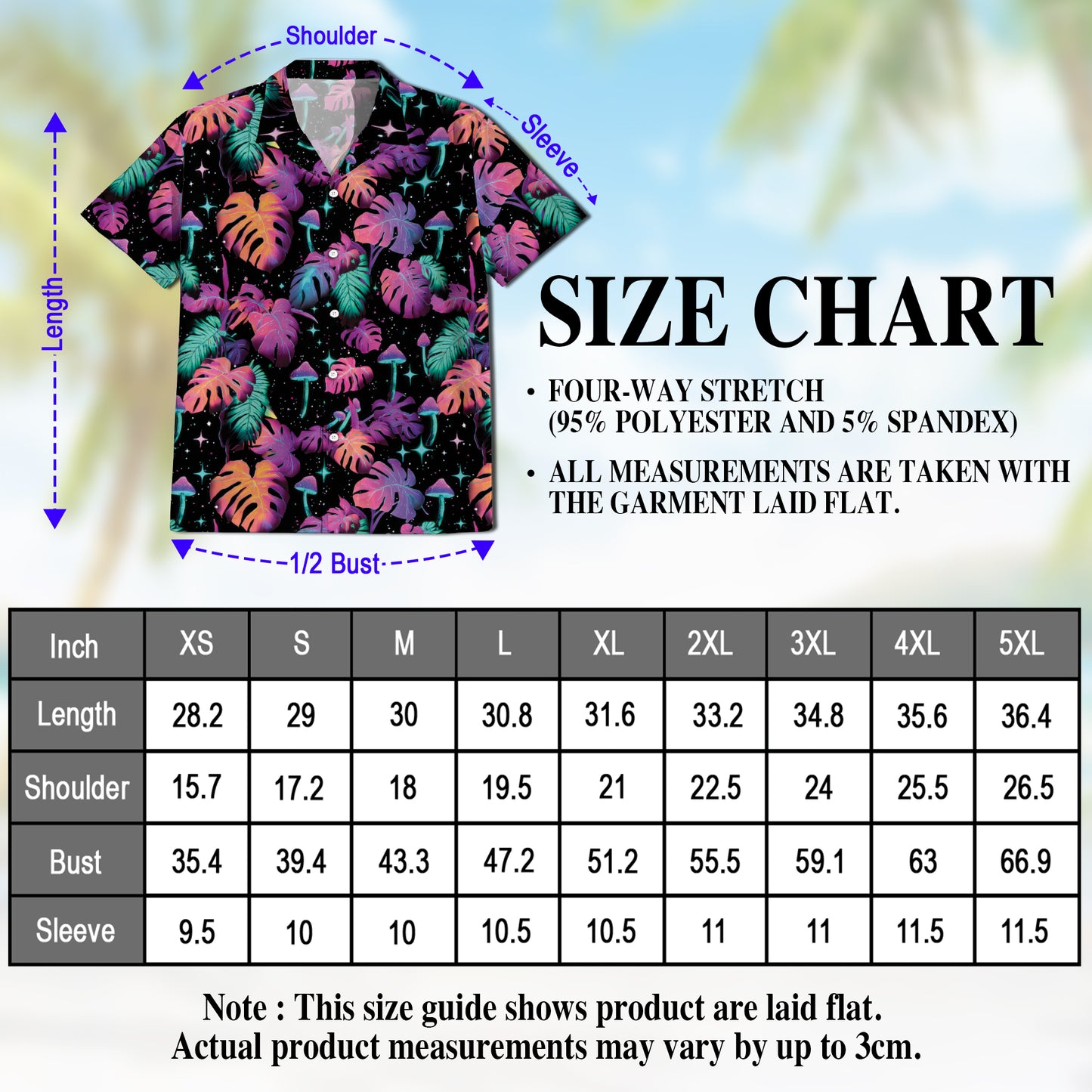 Netecom Tropical Neon Mushroom Hawaiian Shirt for Men, Fungi Lover Gifts, Botanical Button Down Summer Beach Shirts