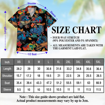 Netecom Happy Turkey Day Hawaiian Shirt for Men Women, Thanksgiving Turkey Music Button Down Summer Beach Shirts, S-5XL