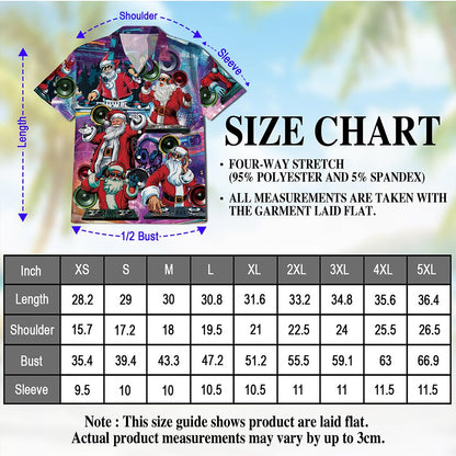 Netecom DJ Santa Claus Christmas Hawaiian Shirt, Music Party Holiday Print Button Down Summer Beach Short Sleeve Shirt, S-5XL