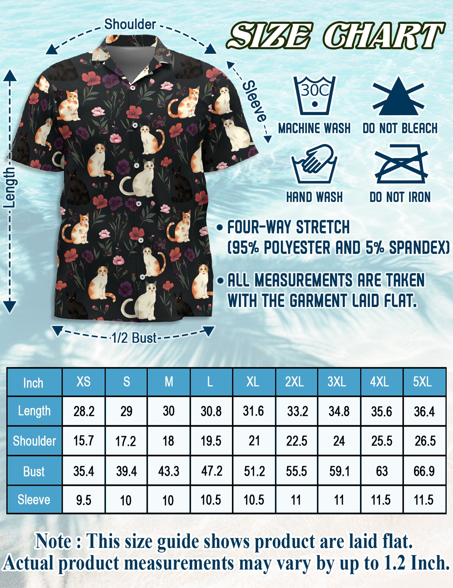 Netecom Cute Cat White Hawaiian Shirt for Men Women, Cat Lover Gifts, Animal Floral Button Down Summer Beach Shirts