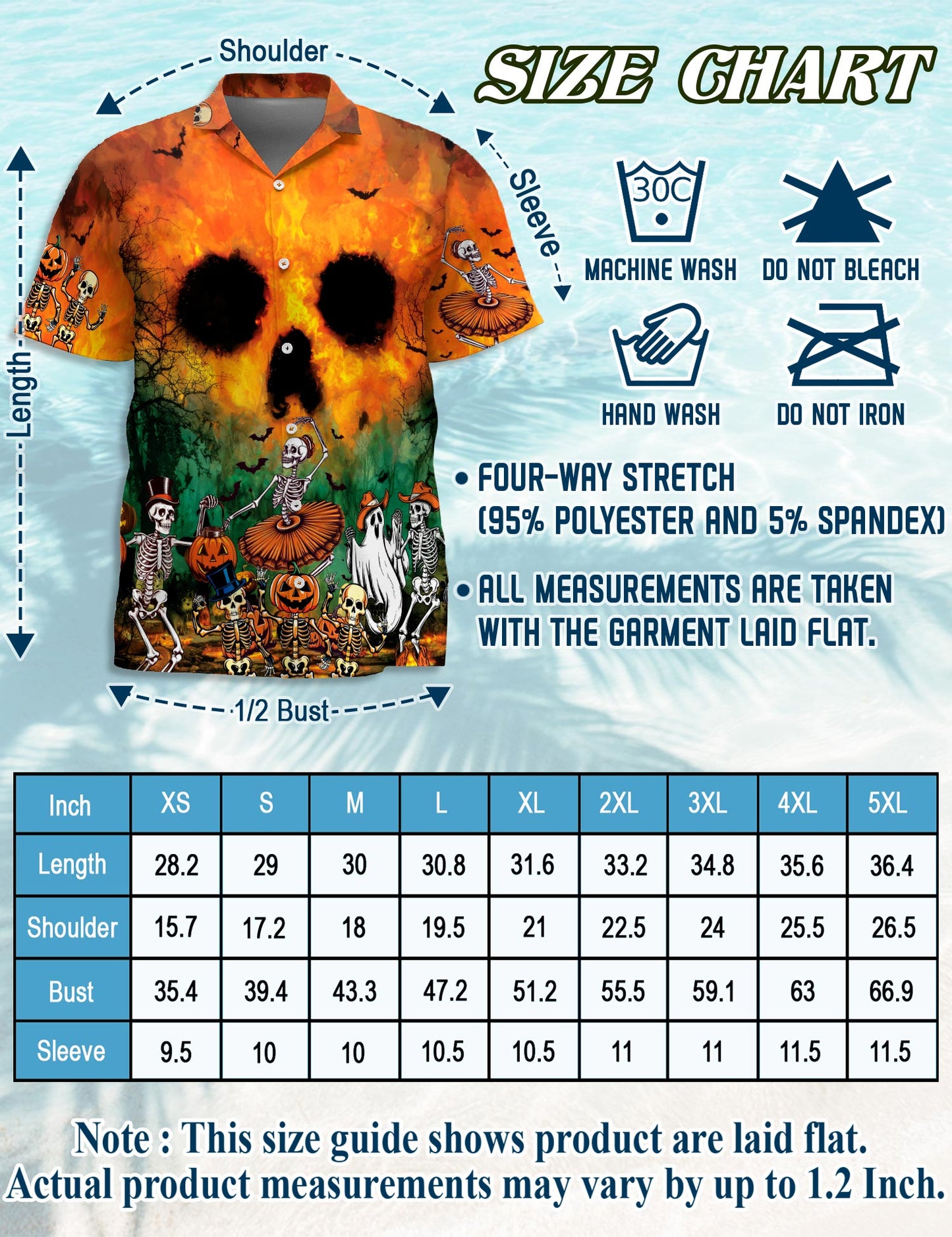 Netecom Party At Halloween Night Hawaiian Shirt for Men, Ghost Skeleton Button Down Summer Beach Short Sleeve Shirts, S-5XL