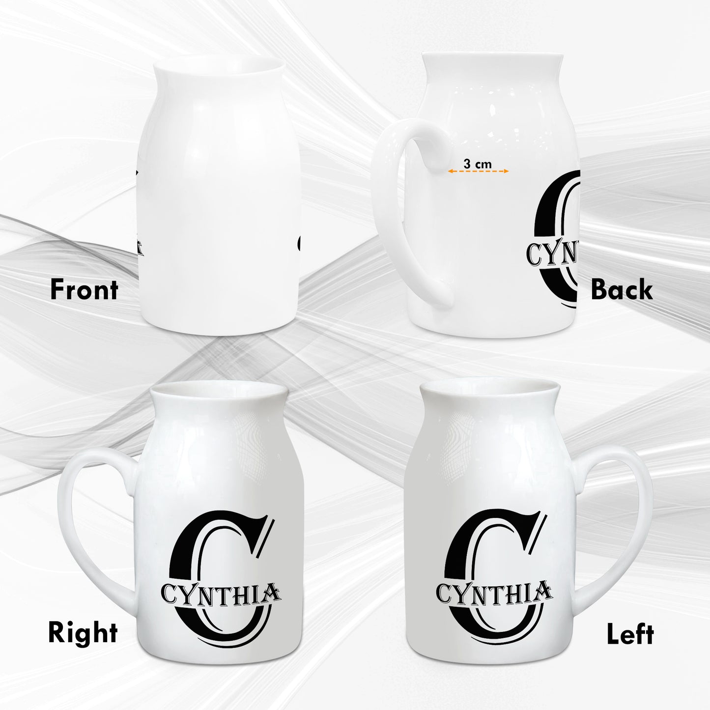 Netecom Gold Letter Monogram Ceramic Vase with Custom Name, Charming Floral Jug for Holiday Home Décor and Gift Giving