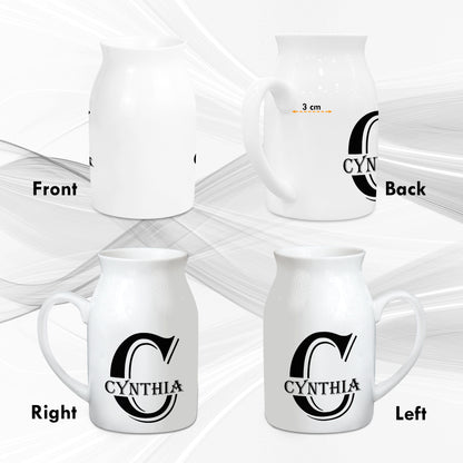 Netecom Gold Letter Monogram Ceramic Vase with Custom Name, Charming Floral Jug for Holiday Home Décor and Gift Giving