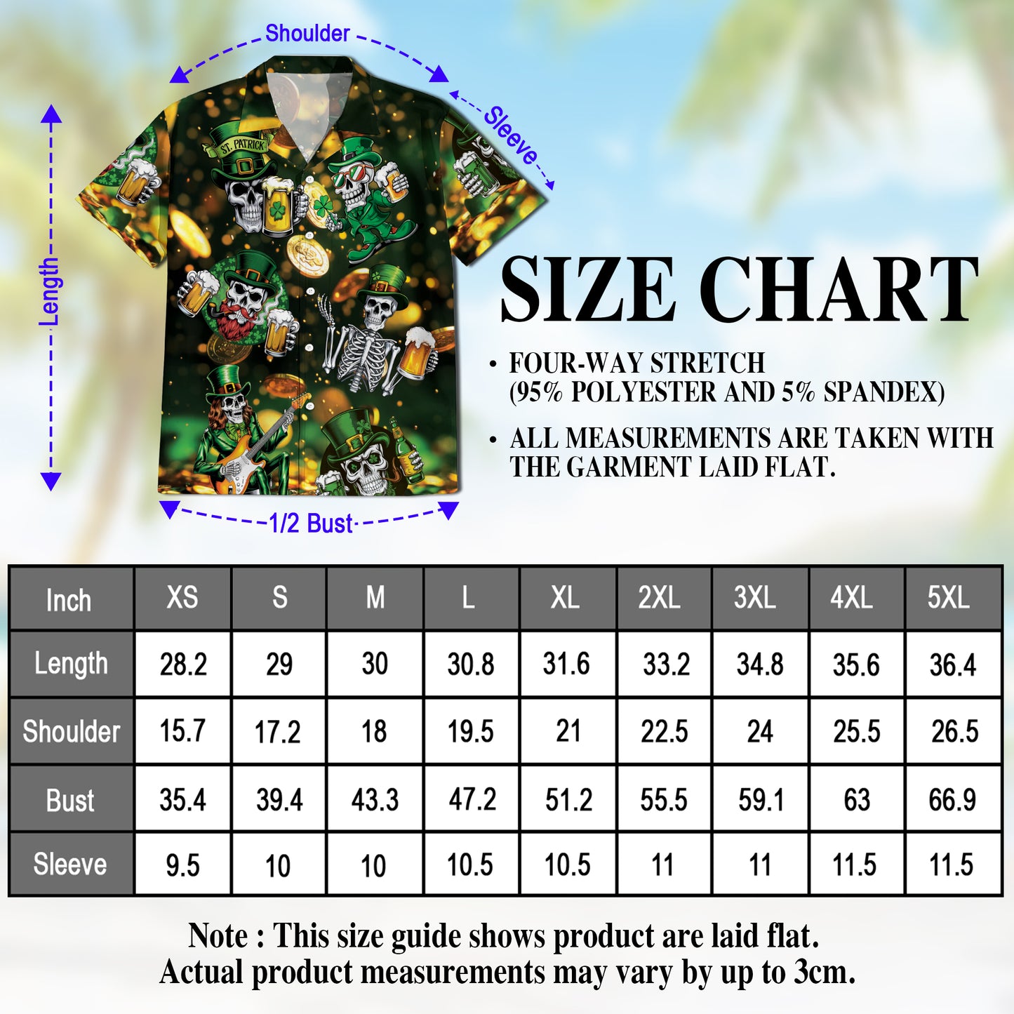 Netecom St Patrick's Day Skull Beer Hawaiian Shirt for Men Women, Button Down Summer Beach Short Sleeve Shirts