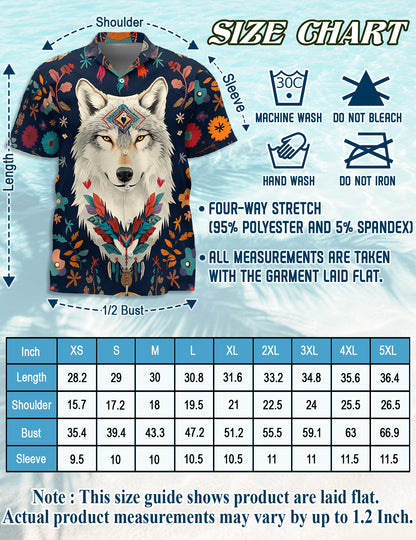 Netecom Wolf Art Hawaiian Shirt for Men, Wolf Lover Gifts, Wild Vintage Button Down Summer Beach Shirts