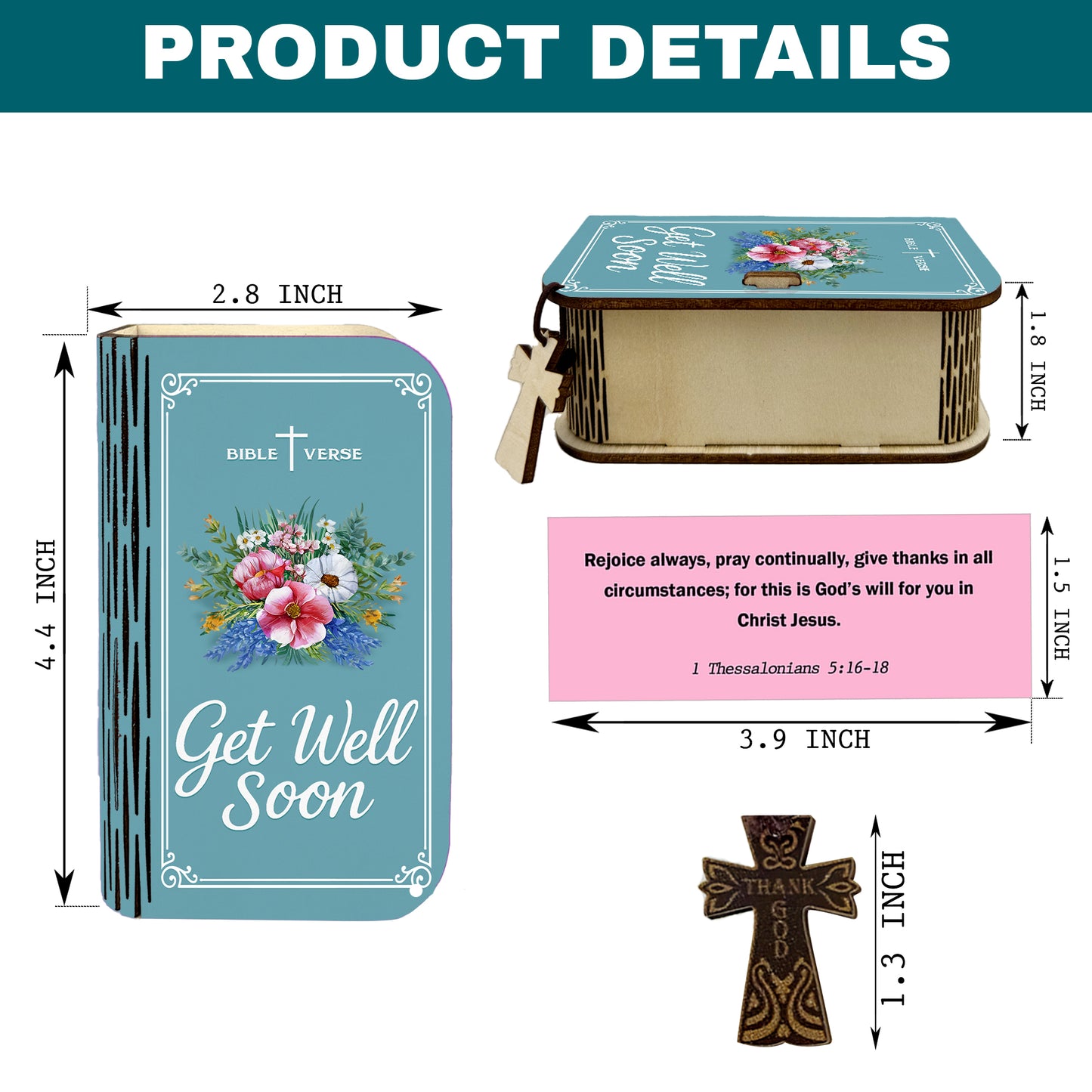 Netecom Bible Verse Box Set – Get Well Soon Wooden Scripture Box with 150 Daily Prayer and Scripture Cards, Inspirational Christian Gift