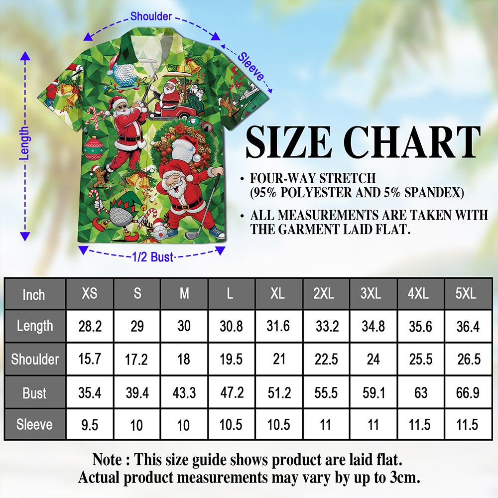 Netecom Santa Claus Christmas Hawaiian Shirt, Golfer Holiday Button Down Summer Beach Short Sleeve Shirt, S-5XL