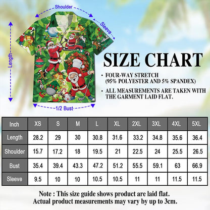 Netecom Santa Claus Christmas Hawaiian Shirt, Golfer Holiday Button Down Summer Beach Short Sleeve Shirt, S-5XL