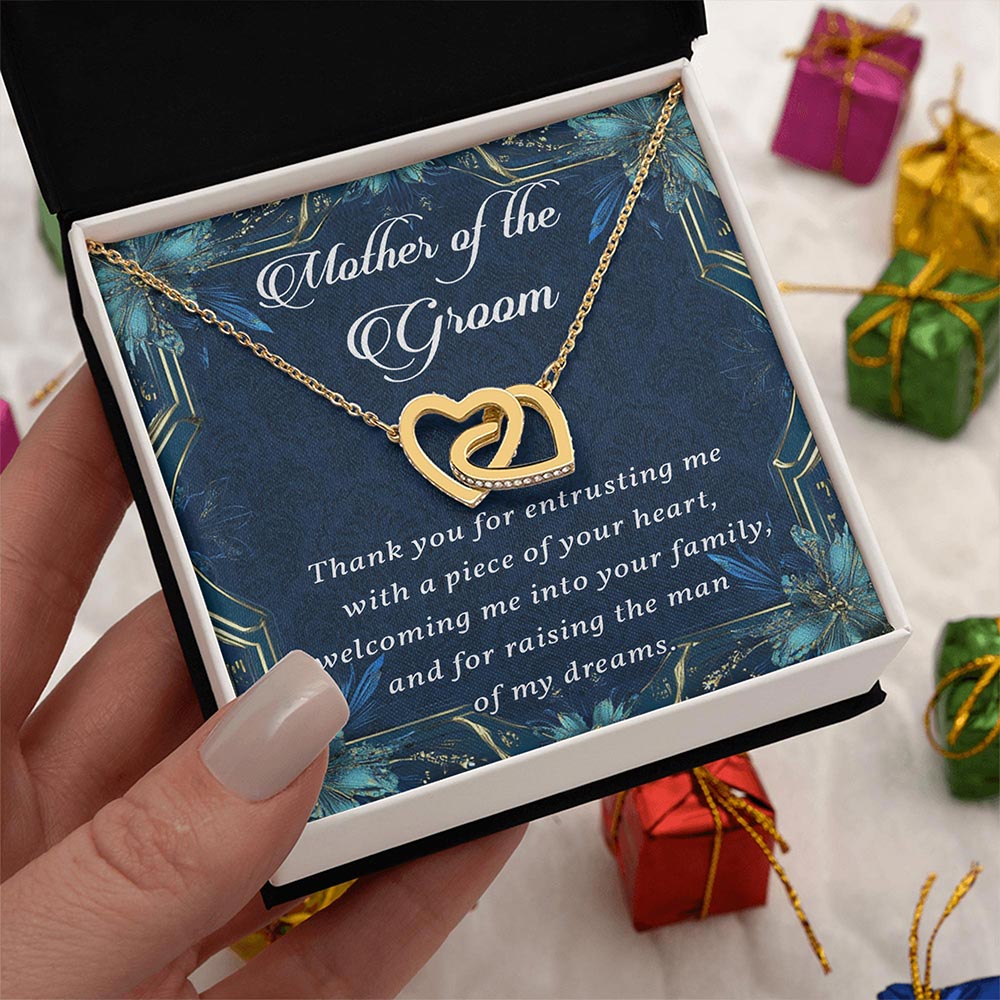 Personalized Wedding Necklace Gift - Mother of the Groom Necklace, From Bride, Mother in Law Necklace, Groom's Mother Interlocking Hearts Jewelry, Present for Wedding Day