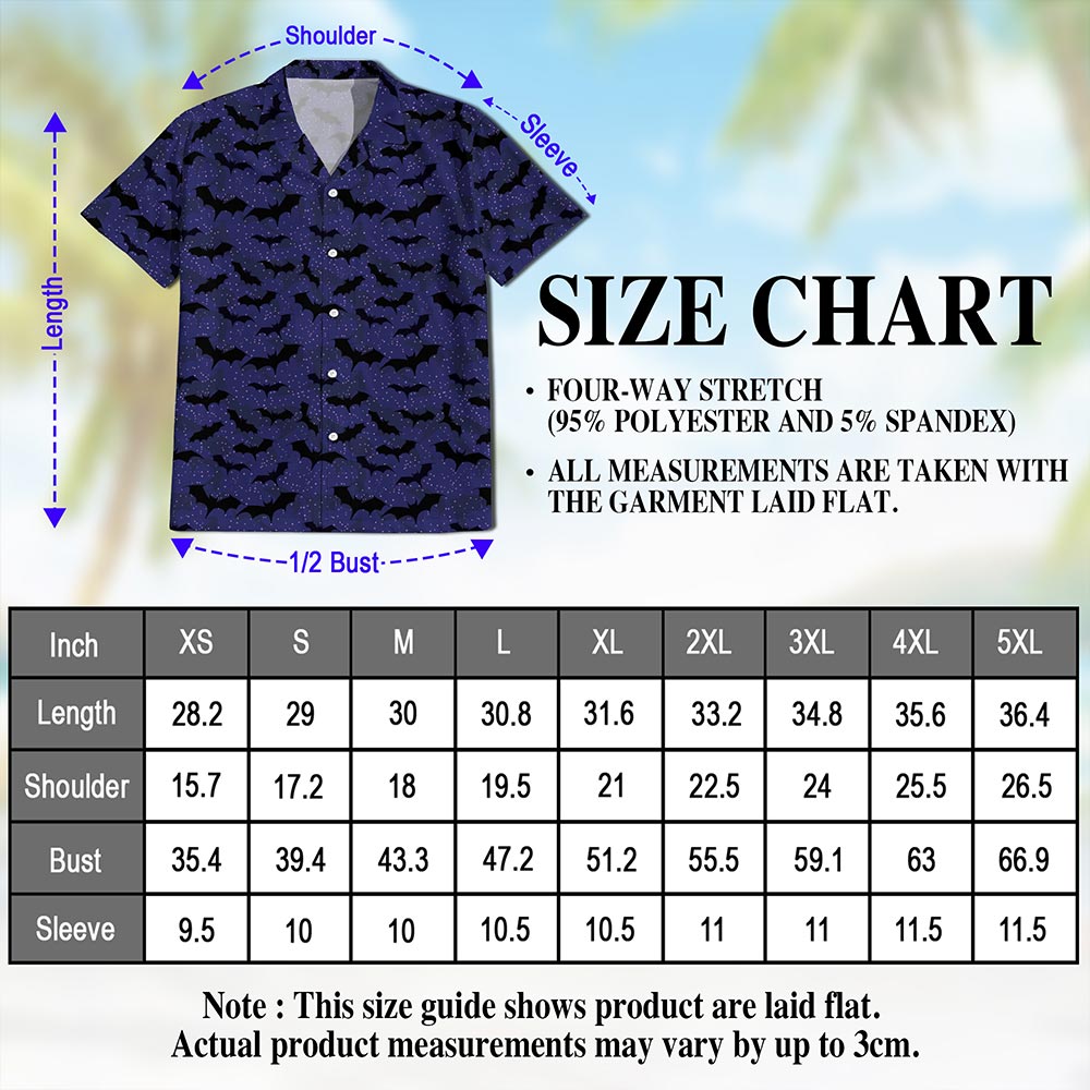 Netecom Halloween Bat Pattern Hawaiian Shirt for Men Women, Spooky Bats Button Down Summer Beach Short Sleeve Shirts, S-5XL