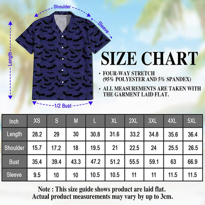 Netecom Halloween Bat Pattern Hawaiian Shirt for Men Women, Spooky Bats Button Down Summer Beach Short Sleeve Shirts, S-5XL