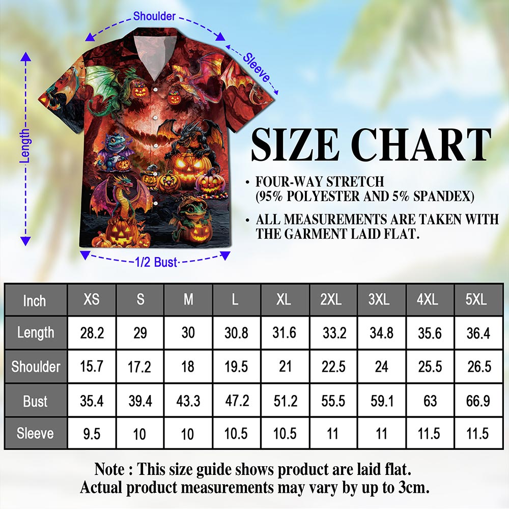Netecom Halloween Dragon Hawaiian Shirt for Men, Halloween Present, Mythology Dragon Button Down Summer Beach Shirts, S-5XL
