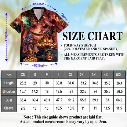 Netecom Halloween Dragon Hawaiian Shirt for Men, Halloween Present, Mythology Dragon Button Down Summer Beach Shirts, S-5XL