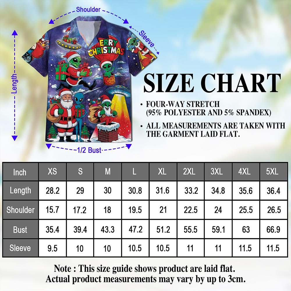 Netecom Alien Santa Claus Christmas Hawaiian Shirt for Men, Funny Galaxy Space Holiday Button Down Summer Beach Shirts, S-5XL