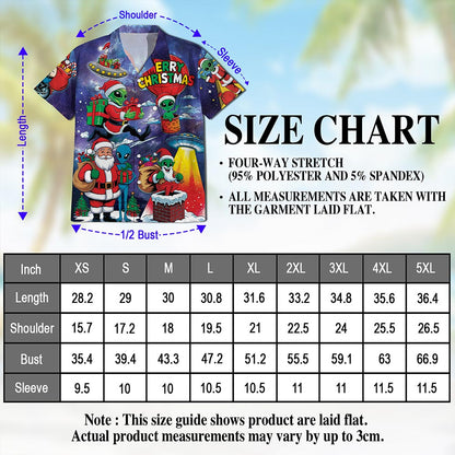 Netecom Alien Santa Claus Christmas Hawaiian Shirt for Men, Funny Galaxy Space Holiday Button Down Summer Beach Shirts, S-5XL
