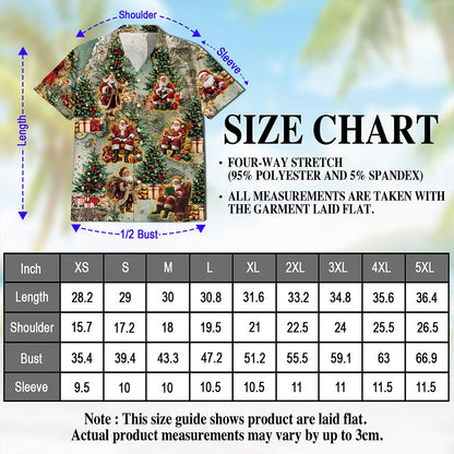 Netecom Vintage Santa Claus Christmas Hawaiian Shirt for Men Women, Map Button Down Summer Beach Short Sleeve Shirts, S-5XL