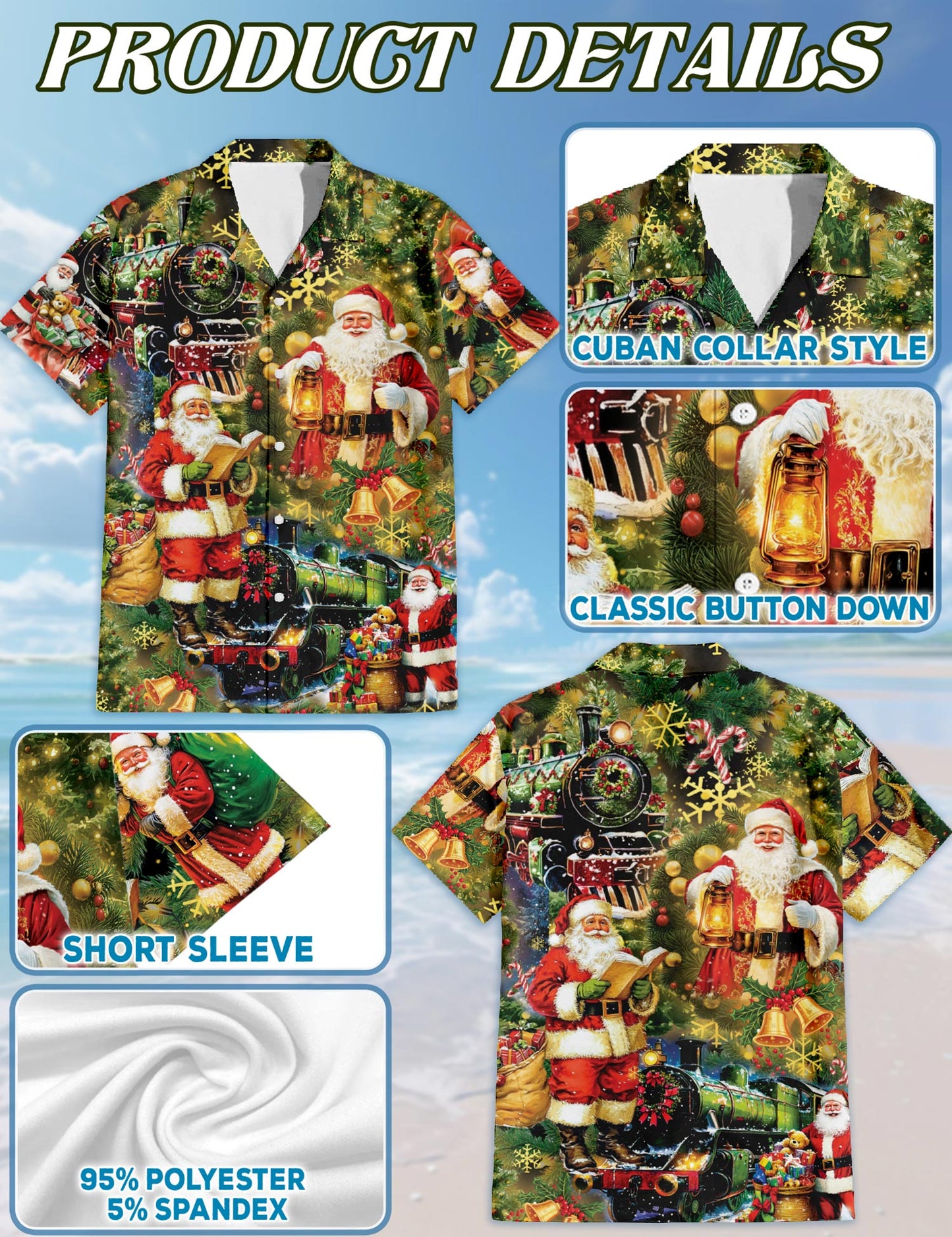 Netecom Skull Santa Christmas Hawaiian Shirt for Men Women, Gothic Button Down Summer Beach Shirts, S-5XL