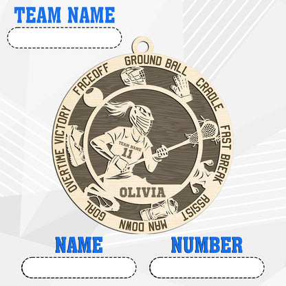 Netecom Custom Lacrosse Ornament – Personalized Wooden Ornament with Player Name & Lacrosse Terms – Perfect Christmas Gift