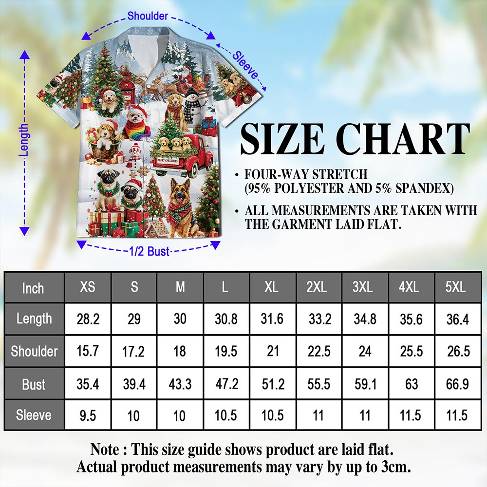 Netecom Christmas Dogs Hawaiian Shirt for Men Women, Cute Pet Holiday Print Button Down Summer Beach Shirt, S-5XL