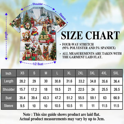 Netecom Christmas Dogs Hawaiian Shirt for Men Women, Cute Pet Holiday Print Button Down Summer Beach Shirt, S-5XL