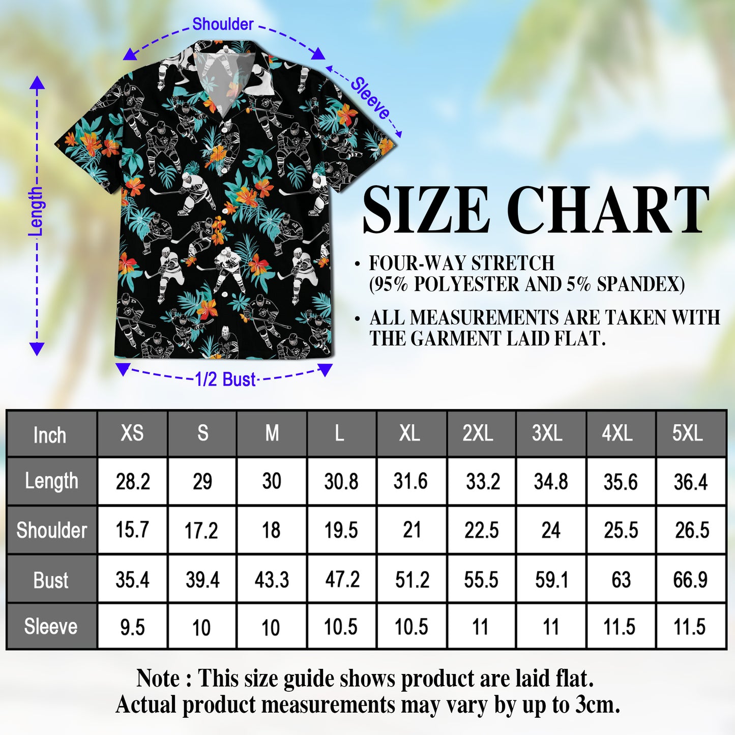 Netecom Ice Hockey Player Black Tropical Flower Hawaiian Shirt for Men, Button Down Summer Beach Short Sleeve, S-5XL